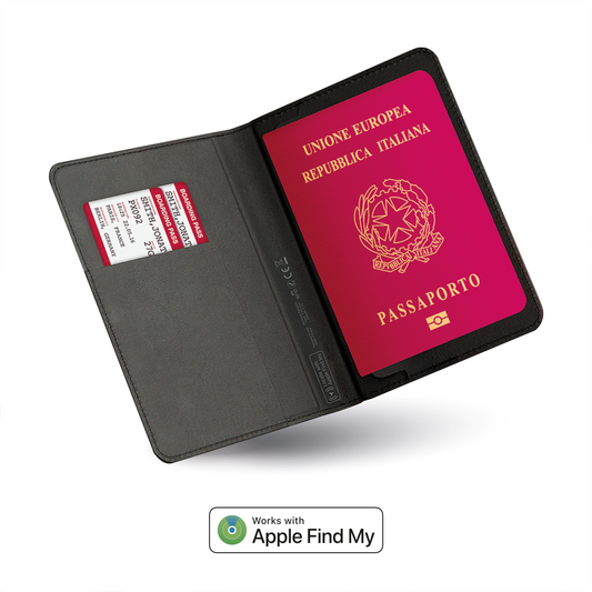 Portapassaporto smart con Find My e ricarica wireless – viaggia senza pensieri